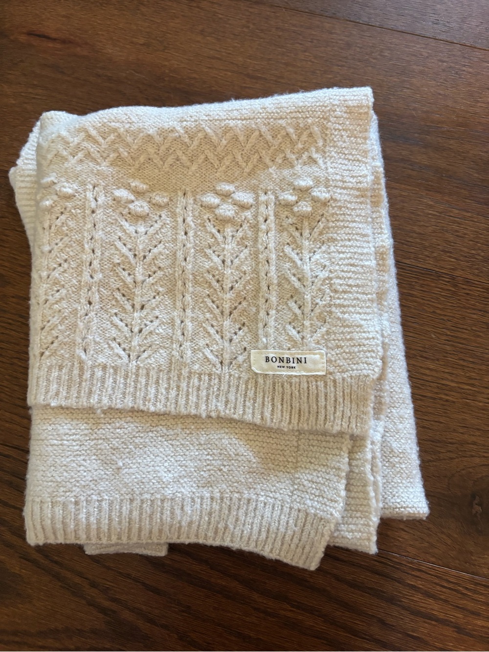 Cream Knit Baby Blanket